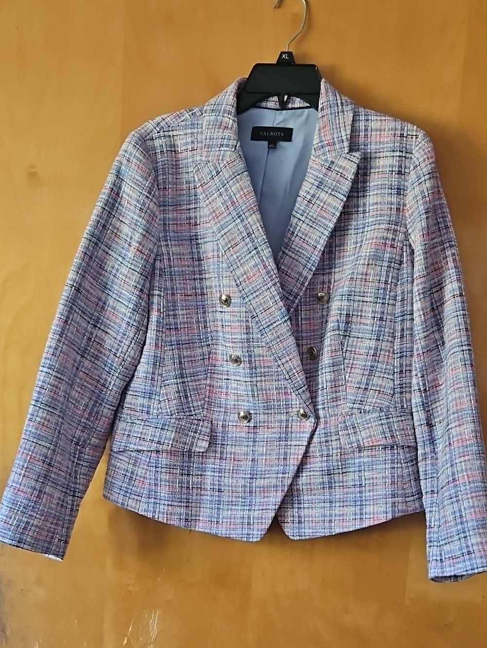 Talbots Tweed Pastel Multi-Color Double-Breasted Blazer